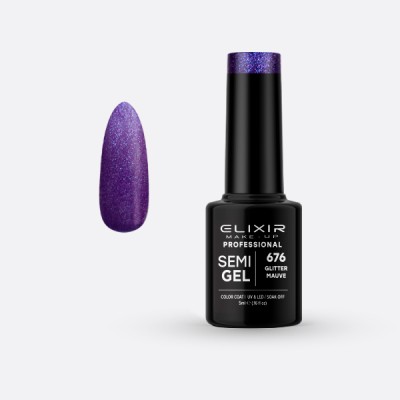Ημιμόνιμο βερνίκι 5ml – 676 (Glitter Mauve)