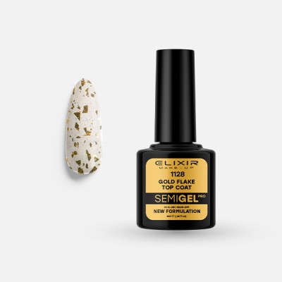 Ημιμόνιμο βερνίκι 8ml – 1128 (Gold Flake Top Coat-No Wipe)